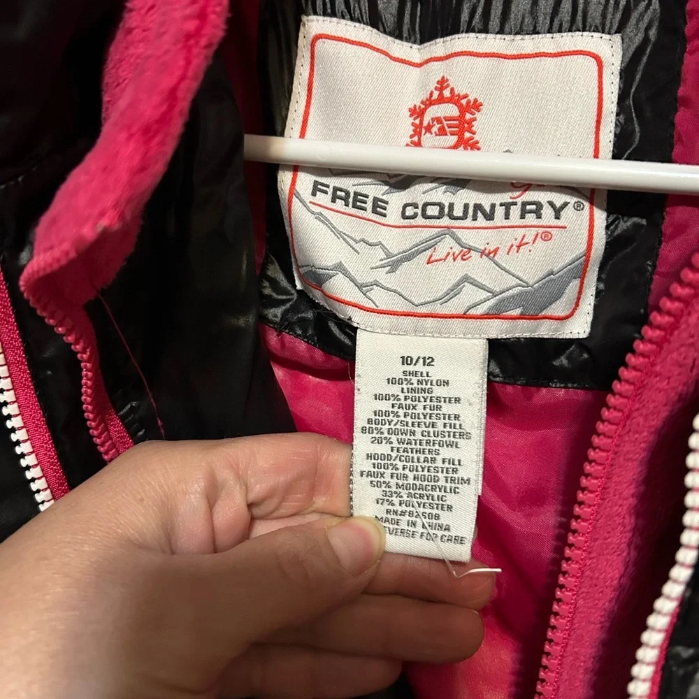 Free Country Black and Pink Kids Puffer Jacket - Picture 3 of 6